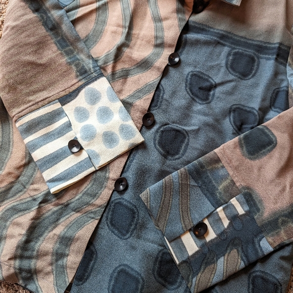 silk wool KAY CHAPMAN button loop jacket top S - Picture 10 of 11